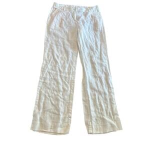 Garnet Hill white 100% linen casual pants straight leg size 8